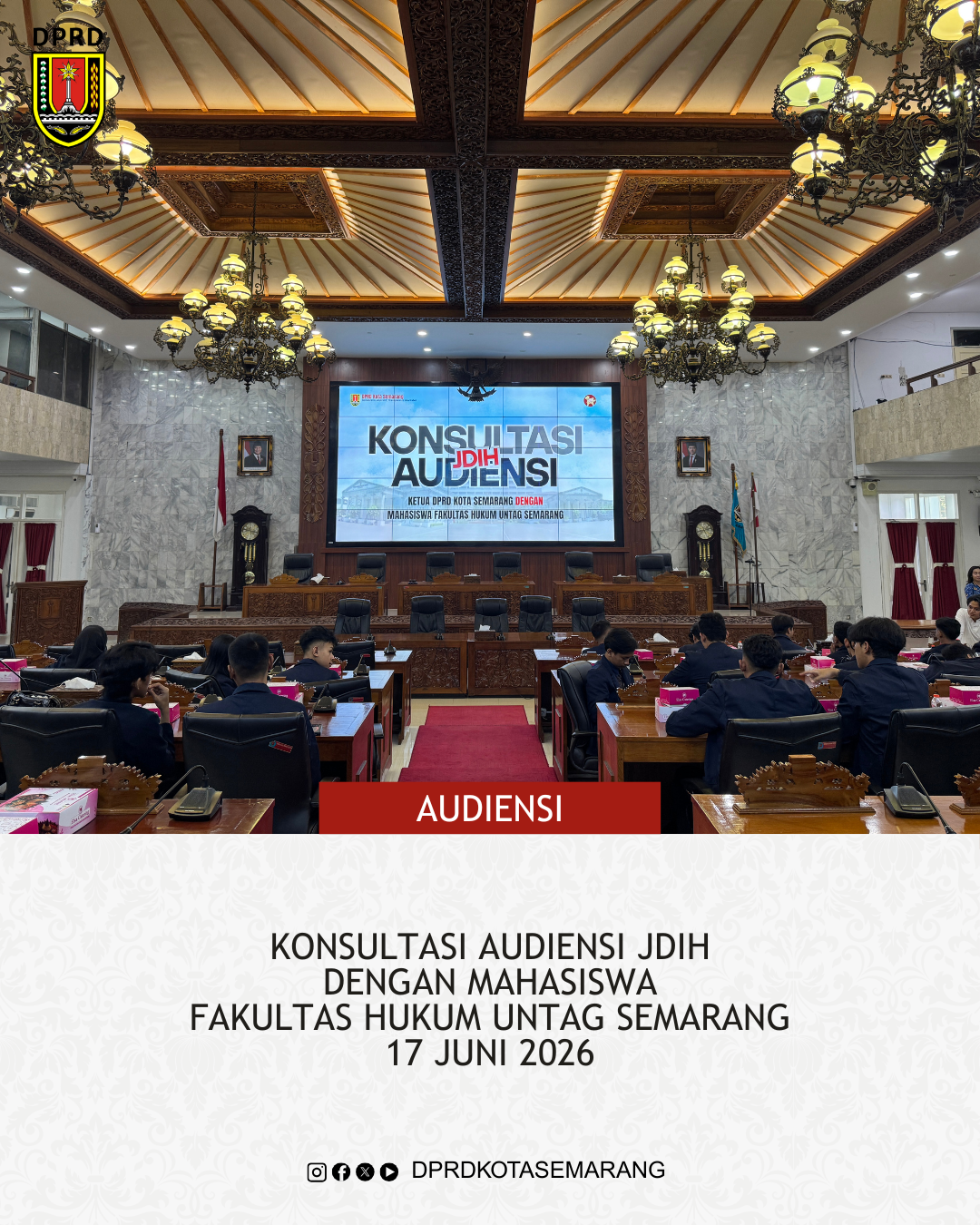 Image Berita Konsultasi dan Audiensi JDIH DPRD Kota Semarang dengan Mahasiswa Fakultas Hukum UNTAG Semarang