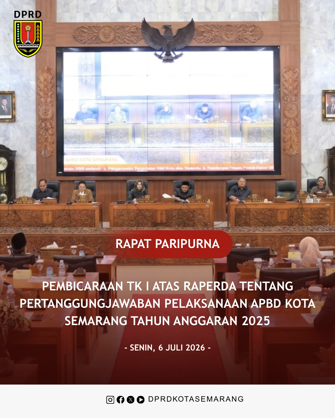 Image Berita Rapat Paripurna Pembicaraan Tk. I atas Raperda tentang Pertanggung Jawaban Pelaksanaan APBD Kota Semarang TA 2025